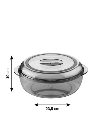 Yuvarlak Contalı Kapaklı Saklama Kabı - 1750 Ml - Antrasit Antrasit - Gri