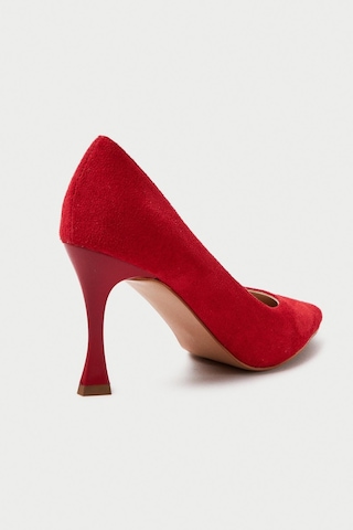 Mubiano Hakiki Deri Mb970-kr Kadın İnce 9 Cm Topuklu Kırmızı Süet Stiletto & Topuklu Ayakkabı Kırmızı