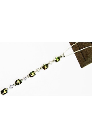 925 Ayar Gümüş Zultanit Oval Taşlı Uzun Tarz Kadın Kolye