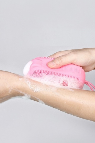 Silikon Sünger Banyo Kesesi Fırçalı Kolay Köpüren Silikon Sünger
