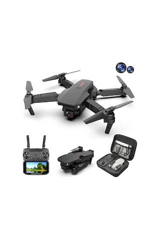 E88 Drone 4k Hd Çift Kameralı Drone App Kontrol Wifi Li Katlanabilir Quatcopter X3 Batarya Uyumlu