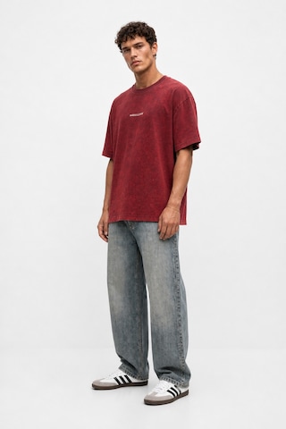 Respire Erkek Marseille Baskılı Yıkamalı Oversize T-shirt Bordo