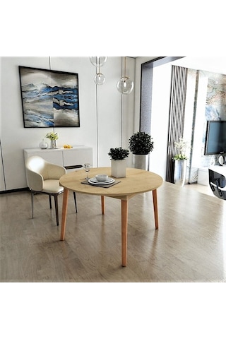 Bistro 100 Cm / Yuvarlak Mutfak Masası / Yuvarlak Yemek Masası / Meşe