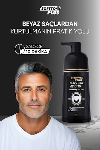Black Hair Doğal Görünümlü Saç Siyahlaştırıcı Anında Etkili Beyaz Kapatıcı Shampoo 3x350ml Tüm Saç Tipleri