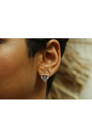 Reis Kuyumculuk T10031 Horn Earring Pembe Altın Küpe