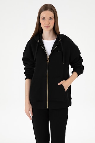 U.S. Polo Assn. Kadın Siyah Şardonlu Kapüşonlu Sweatshırt 50314130-VR046