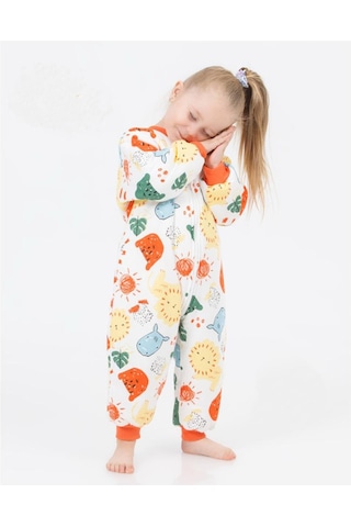 Çocuk Renkli Kalın Elyaf Dolgulu Desenli Uyku Tulum Çok Renkli