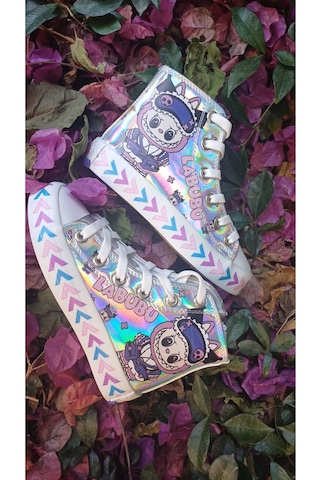 Scarpe Magiche Labubu Bilekli Sneaker 31-35 Numara Arası Işıksızdır Gümüş