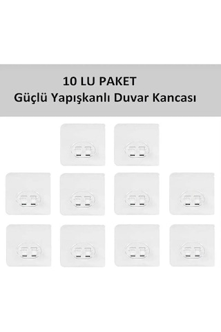 10'lu Güçlü Kendinden Yapışkanlı Kancalar Köşe Rafı Banyo Rafı Duş Rafı Kancası, Su Geçirmez Askı Beyaz