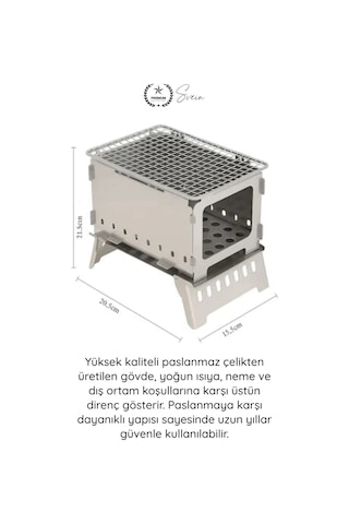 Kampocağı Ateş Çukuru Paslanmaz Çelik Kamp Ocağı Katlanır Taşınabilir Outdoor Izgara Bushcraft Pikn Diğer