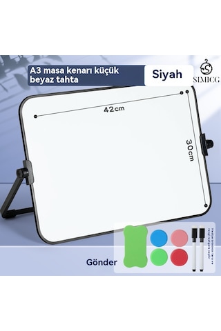 A4 Çift Taraflı Küçük Kara Tahta Silinebilir Kara Tahta Mesaj Çizim Tahtası Siyah