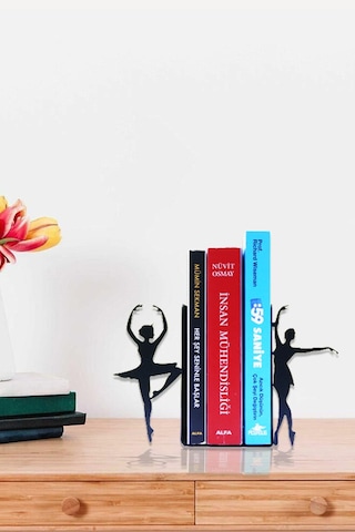 Balerin Dans Figürlü Dekoratif Metal Kitap Tutucu, Kitap Desteği Dekoratif Kitap Organizeri