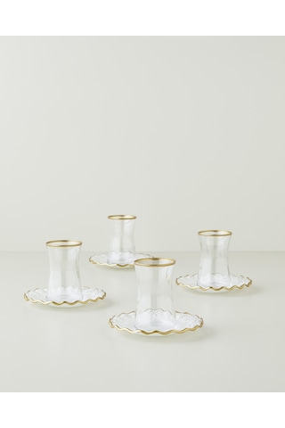 Laccy Cam 8 Parça 4 Kişilik Çay Seti 170 Ml Gold