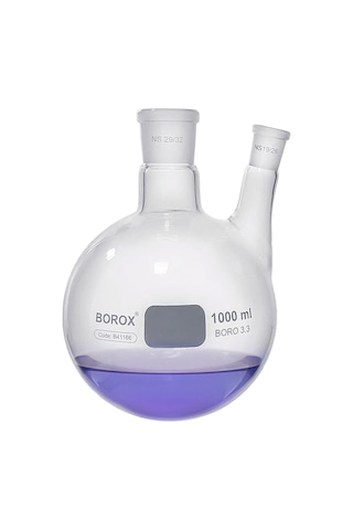 Borox Dibi Yuvarlak Şilifli İki Boyunlu Cam Balon 1 L