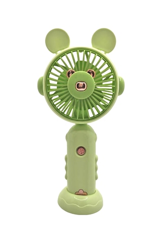 Şarj Edilebilir Fanlı Ayıcık Figürlü Ayarlanabilir El Fanı Vantilatör - Yeşil