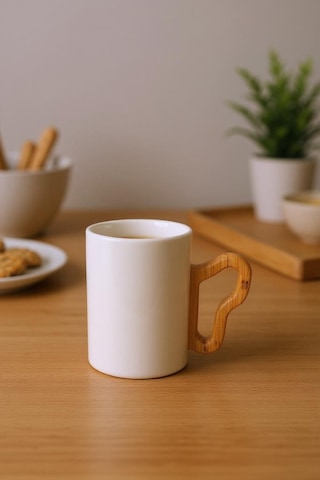 Bambum Fugu - Bambu Standlı 4'lü Kupa Seti Beyaz