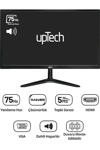 Uptech 19" Led Monitör 75hz 5ms Dahili Hoparlörlü Uzaktan Kumandalı Hdmı Vga Geniş Ekran