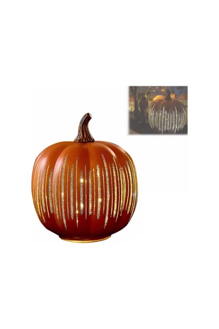 Qingmipy Turuncu Cam Işıklı Kürdan Figürü, Zamanlayıcı Ve Dahili Pil İle, 17x15x15 Cm, Reçine Malzeme, Tekli Dekoratif Alet