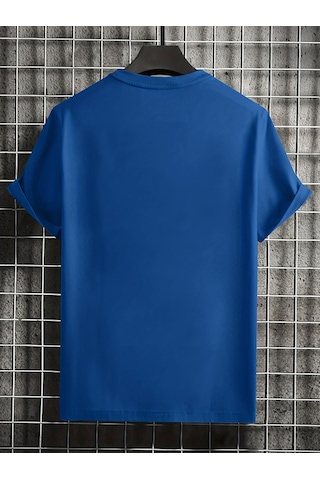 Unisex Think Outside The Box Baskılı Oversize Tshirt Mavi