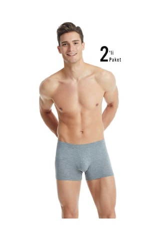 Blackspade 9310 Erkek 2'li Ekonomik Paket %94 Modal Silver Boxer Gri Melanj