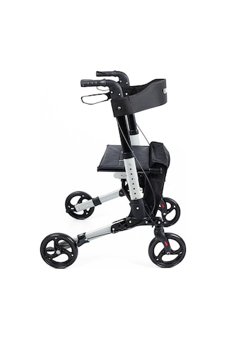 Comfort DM9102 Tekerlekli Yürüme Desteği Frenli Yürüteç Rollatör Yaşlı Oturaklı Yürüme Boy Ayarlı