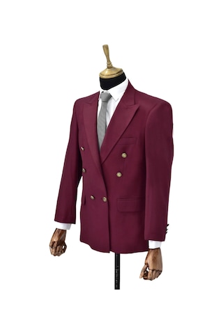 Erkek Bordo Renk, Kruvaze Tek Ceket Sivri Yaka Bgl-krv001 Bordo