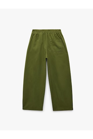 Koton Pamuklu Beli Lastikli Oversize Gabardin Pantolon Haki 7wkb40014tw