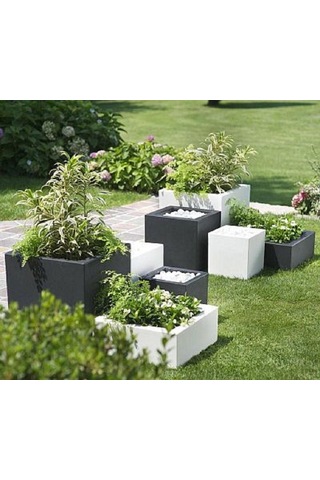 Mofiba Fiberglass Saksı Kare 35cm 35cm 35h Cm Siyah