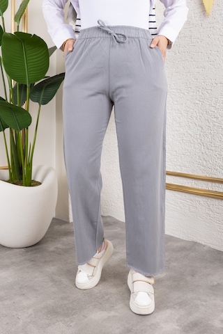 Beli Lastikli Keten Pantolon - Gri / A0104 Gri