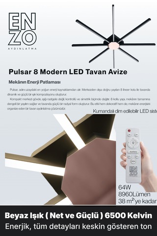 Pulsar Rose Gold Modern Led Tavan Avize - Aşağı Işık Kumandalı Dim Edilebilir Beyaz Işık