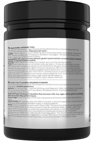 Arginine Vişne Aromalı 500 Gr 50 Servis Amino Asit Arjinin