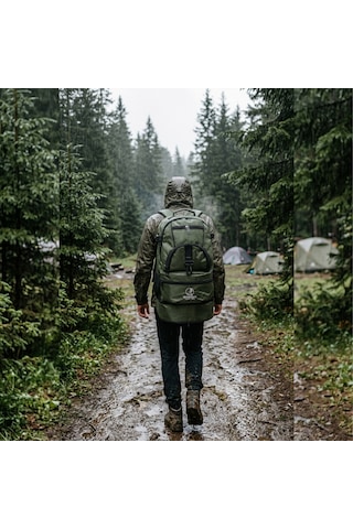 Bag Trend Bt Kamp Çantası 45 Litre Sırt Çantası Körüklü Trekking Outdoor Su Geçirmez 5 Gözlü Astarlı Yeşil