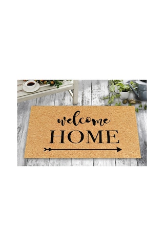 Dijital Baskı Paspas Dış Kapı Önü Balkon Koridor Paspası Kaymaz Taban Kahverengi Welcome Home3 - 930999319 Kahverengi Welcome Home3