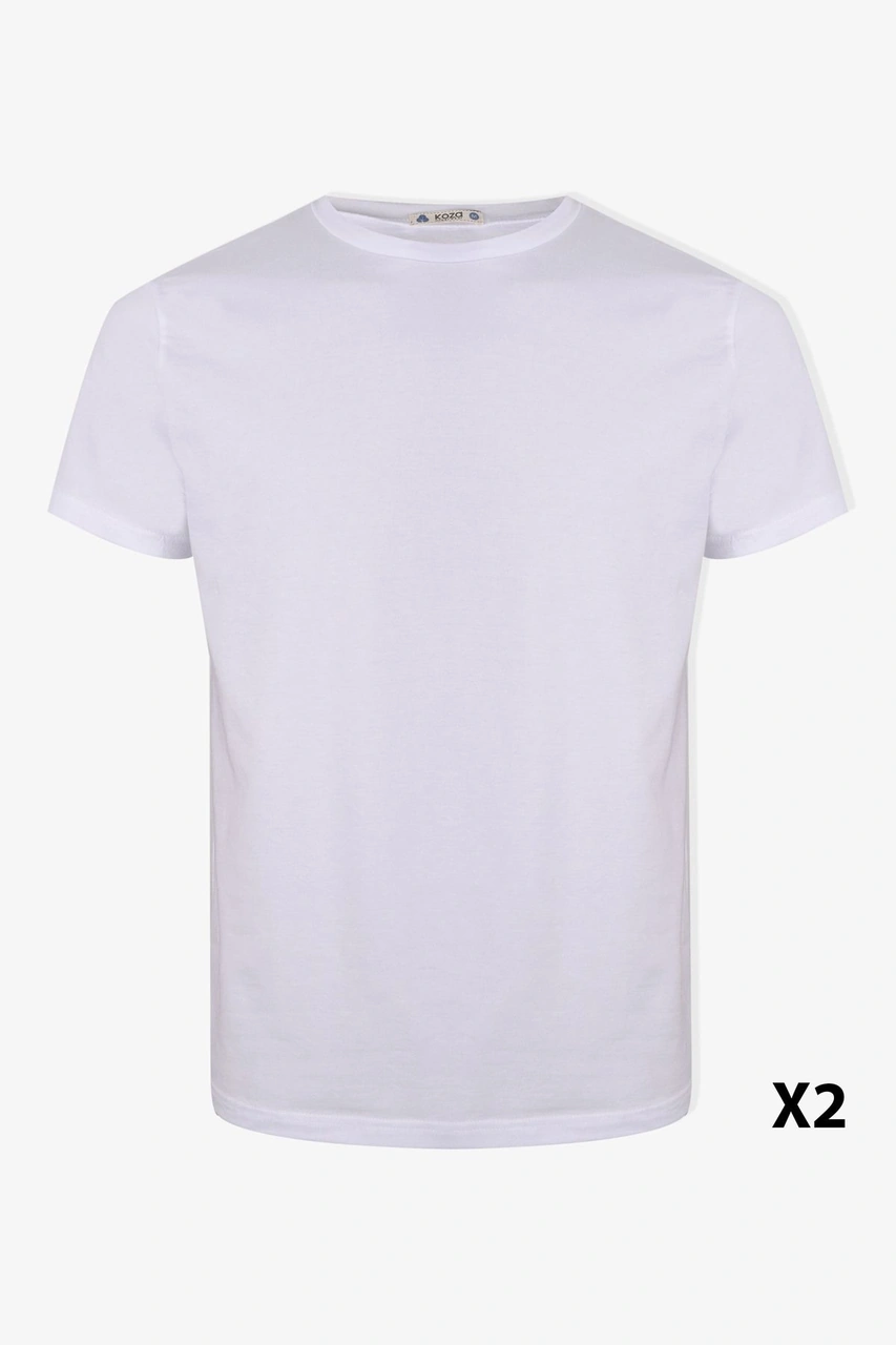 Koza İç Giyim Erkek 2'li Basic Likralı T-shirt Ko103et-1 Beyaz
