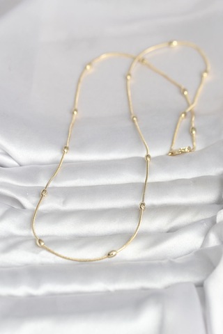 Cm 14k Gold Renk Yılan Zincirli Damla Topçuk Model 60 Cm Kadın Kolye - Lisinya altın