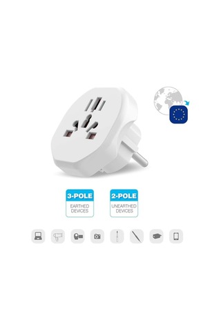 Infomax Evrensel Seyahat Priz Adaptörü 2300w Universal Fiş Dönüştürücü Eu Avrupa Priz Adaptörü Abd İngiltere Avustralya Çin Japonya 10a Beyaz
