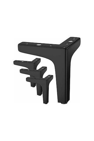 Novahub 800 Kg Taşıyabilen 4 Adet Modern Metal Masa Ayağı Seti, 10cm Üçgen Metal Ayak, Dolap, Kanepe İçin Pim Mobilya Ayağı, Siyah -