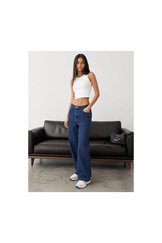 Bluemarlin Arka Cep Nakışlı/işlemeli Lacivert Kemer Derili Boru Paça Jeans Lacivert