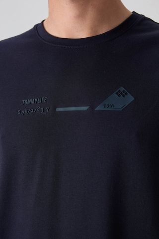 Tommy Life Lacivert Pamuklu Kalın Yumuşak Dokulu Oversize Fit Baskılı Erkek T-shirt - 88330 Lacivert