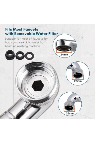 Youtek Aoresac 1440 Döner Musluk Uzatma Kolu - Çift Modlu Su Çıkışı, Kurulum Seti Dahil