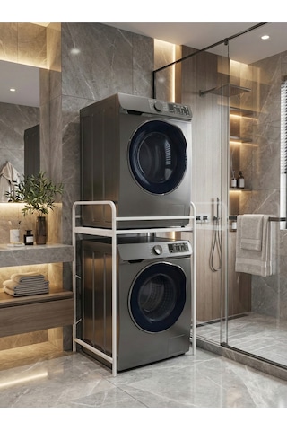 Çamaşır Makinesi Dolabı Raf Metal Düzenleyici Organizer 2 Katlı Banyo Rafı Çok Amaçlı Dolap 261 Çok Renkli