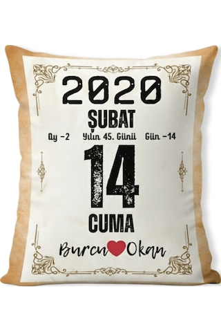 Sevgililer Günü Hediyesi Takvim Yaprağı Hediyelik Dekoratif Yastık Kırlent 40x28cm Dolgulu Hediye Paketi-Hediye Paketi