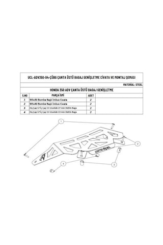 Moto Üçel Honda Adv 350 Uyumlu Çanta Üzeri Bagaj Genişletme