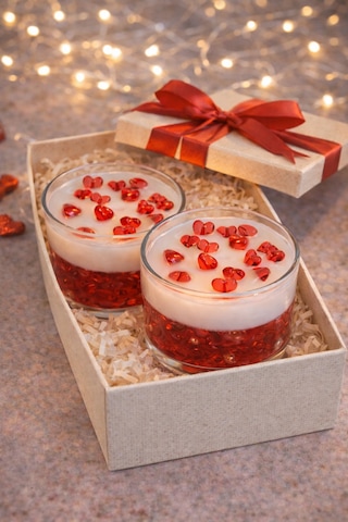 Aşk Temalı Jel Mum Bardak Sevgiliye Hediye Dekor Mum Beyaz
