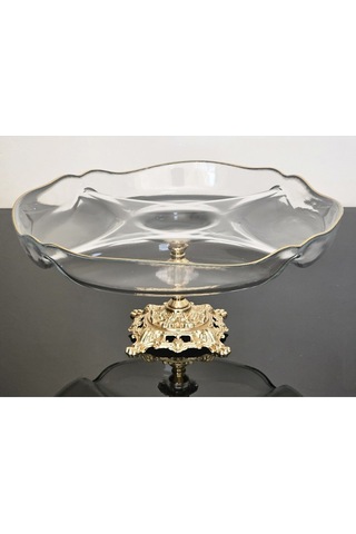 Atabey Home Bölmeli Servis Tabaği Döküm Ayakli Gold Detayli & Sunumluk & Kahvaltilik & Çerezlik 30cm