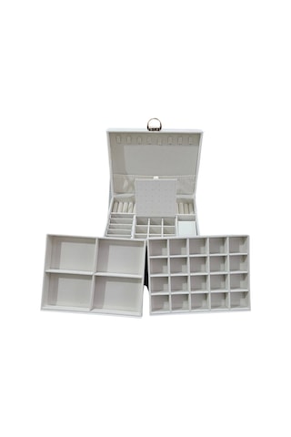 Lüks Anahtarlı Kapitoneli Deri Büyük Boy Takı, Seyahat Ve Mücevher Çantası,kutusu Beyaz 17x23 Cm Çok Renkli