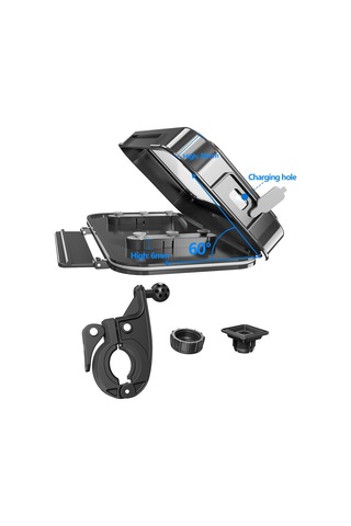 Bisiklet Su Geçirmez Çanta Motosiklet Şeffaf Flip Telefon Tutucu Siyah Siyah