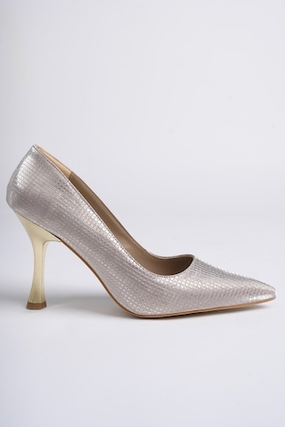 Muggo Yowel Garantili Sivri Burun Kadın Topuklu Stiletto Ayakkabı Rose Pudra