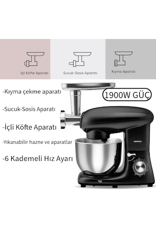Karaca Multichef Stand Mikser Shiny Black Mutfak Şefi 1900w 5,5 L