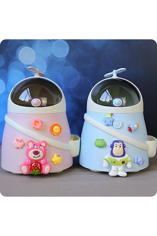 Novahub Dayanıklı Pembe Kar Beyaz Kapaklı Çöp Kutusu - Pamuk Prenses Tasarımı Pembe